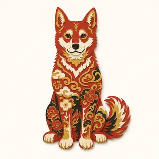 Papercut-style illustration of the Dog