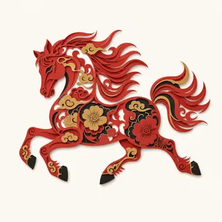 Papercut-style illustration of the Horse